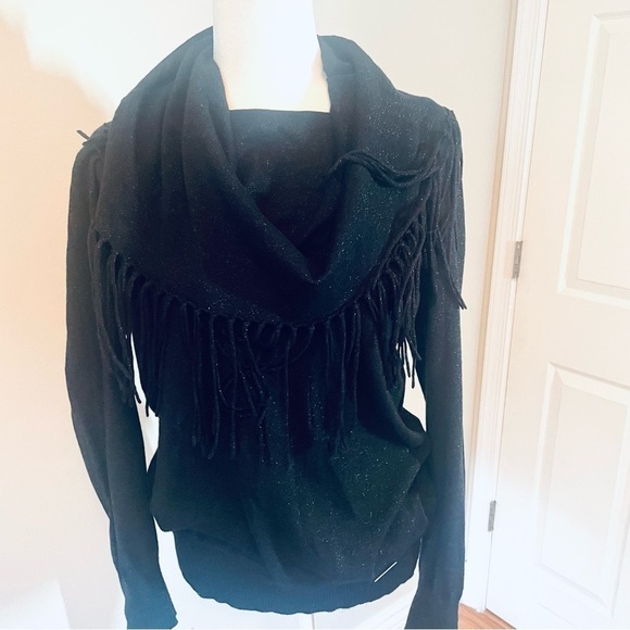 Michael Kors Black Cowl Neck Sweater with Metallic Reflection - Size M - Picture 1 of 13